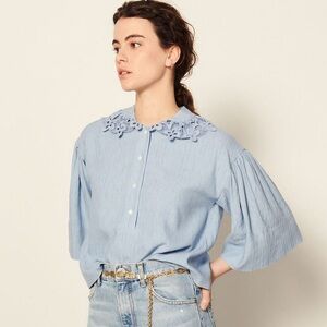 Sandro | Thibaut Guipure Lace Collar Shirt